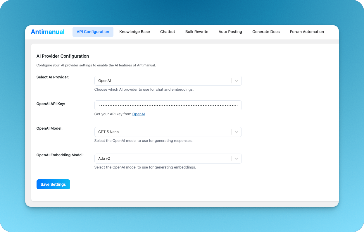 API Configuration